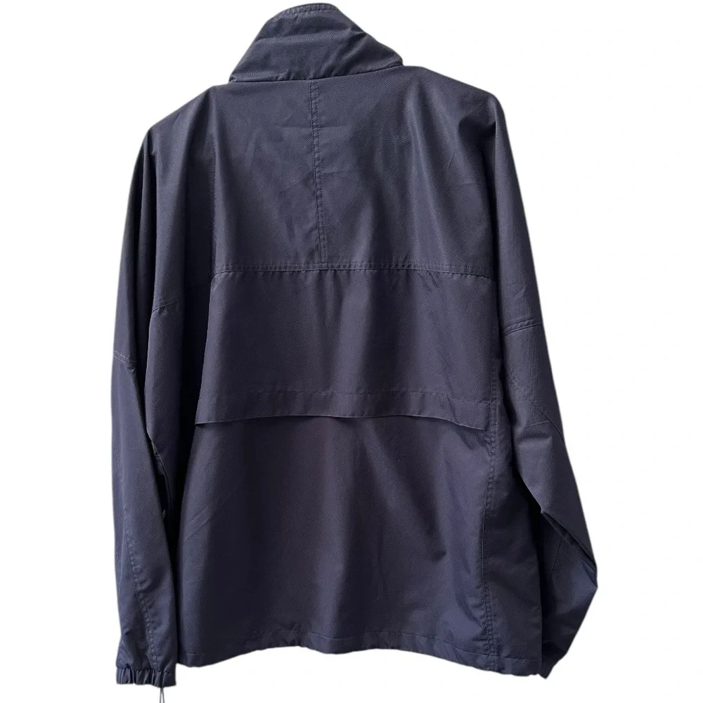 Vintage New Balance Anorak PopOver Jacket Navy Blue with Green Logo, Size Large